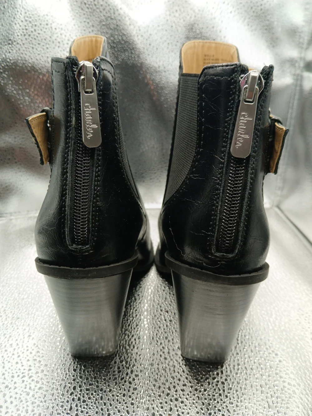 Charles Black Pointed-Toe Western Style Ankle Boots Women's 8.5